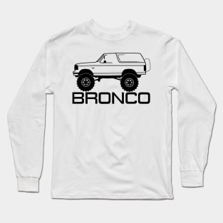 1992-1996 Bronco Side w/Tires, Black Print Long Sleeve T-Shirt